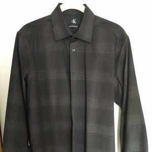 NWOT Calvin Klein Black Checkered Dress Shirt